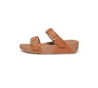 Fitflop Women's LULU Adjustable Leather Slides Sandal, Light Tan, 8 UK