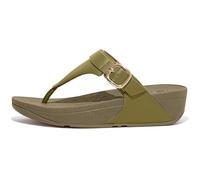 FitFlop Women's Lulu Adjustable Leather Toe-Post Sandals Wedge, Camo-green, 8 UK