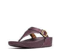 Fitflop Women's LULU Adjustable Metallic-Leather Toe-Post Sandals, Red, 6 UK