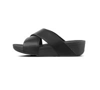 Fitflop Women's Lulu Cross Slide - Leather Open Toe Sandals, Black Black 001, 5 UK
