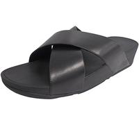 Fitflop Women's Lulu Cross Slide - Leather Open Toe Sandals, Black Black 001, 8 UK