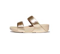 FitFlop Women's Lulu Leather Slides Wedge Sandal, Platino, 7