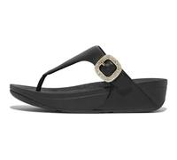 Fitflop Women's LULU Crystal-Buckle Leather Toe-Post Sandals, Black, 4 UK