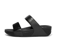 FitFlop Lulu Crystal Embellished Slides Synthetic Leather Women's Slides Sandals - All Black - Size:UK 4
