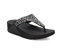 FitFlop Womens Lulu Crystal Mix Toe Post Polyurethane All Black Sandals 6 UK