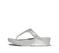 Fitflop Women's LULU Crystal-Mix Toe-Post Sandals, Silver, 8 UK