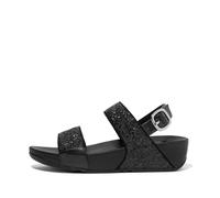 Women's FitFlop LULU GLITTER Womens Back-Strap Sandals Black Glitter - Size: 6