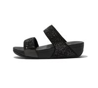 Fitflop Women's Lulu Glitter Slides, Summer Sandal - Lightweight & Comfortable with Natural Arch Support - Black Glitter - 5 UK