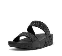 Fitflop Women's Lulu Glitter Slides, Summer Sandal - Lightweight & Comfortable with Natural Arch Support - Black Glitter - 8 UK