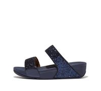 Fitflop Women's Lulu Glitter Slides Wedge Sandal, Midnight Navy, 6 UK
