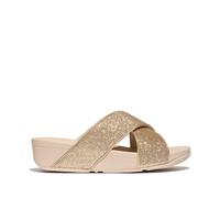 Fitflop Women's LULU GLITTERDUST Cross Slides Sandal, Gold, 6.5 UK