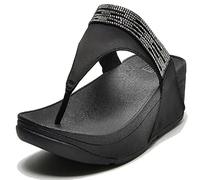Fitflop Women's Lulu Lasercr Leathe Toe-p Sand Wedge Sandal, All Black, 5 UK