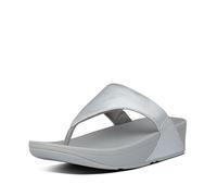 Fitflop Women's Lulu Leather Flip Flops, Toe-Post Sandals, Comfortable with Natural Arch Support - Silver - 8 UK
