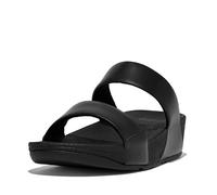 FitFlop Women's Lulu Leather Slides, Summer Sandal - Lightweight & Comfortable with Natural Arch Support - All Black - 3 UK
