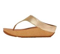 FitFlop Women's Lulu Lux Graphic-Weave Leather Toe-Post Sandals | Sculptural Wedge Sandals with Microwobbleboard Cushioning, Platino, 11