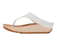 FitFlop Women's Lulu Lux Graphic-Weave Leather Toe-Post Sandals | Sculptural Wedge Sandals with Microwobbleboard Cushioning, Urban White, 10