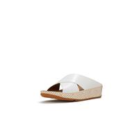 FitFlop Lulu Lux Graphic-weave Leather Cross Slides, White, Size 4, Women White