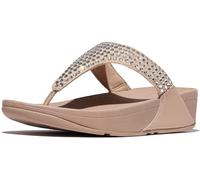 FitFlop Women's Lulu Maxi-Crystal Toe-Post Sandals Wedge, Classic Beige, 6 UK