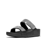 Fitflop Women's LULU Maxi-Crystal Two-BAR Slides Sandal, Black, 6.5 UK