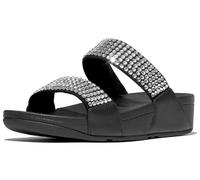 FitFlop Women's Lulu Maxi-Crystal Two-bar Slides Wedge Sandal, Black, 9 UK