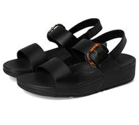FitFlop Women's Lulu Resin-Buckle Leather Back-Strap Sandals Wedge, All Black 1, 6 UK