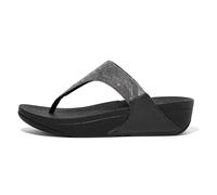 FitFlop Womens Lulu Glitz Toe Post Sandals All Black 5