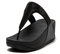 Fitflop Women's Lulu Crystal Embellished Toe-Post Sandals, All Black, 6 UK