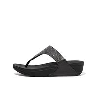 FitFlop Womens Lulu Glitz Toe Post Sandals All Black 6