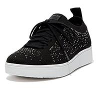 Fitflop Women's Ombre-Crystal Knit Train Rally Sneaker, Black/White, 5 UK