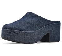 FitFlop Womens Platfforms Denim Heeled Mules, Dark Denim, 7