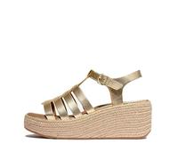 FitFlop Womens Platfforms Espadrille Leather Fisherman Wedge Sandals, Platino, 7.5