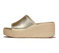 FitFlop Women's Platfforms Espadrille Metallic-Leather Wedge Slides Sandal, Platino, 9 UK