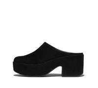 Fitflop Women's PLATFFORMS Full-Suede Heeled Mules, Black, 3 UK