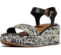 Fitflop Platfforms Wedge | Black/Ivory | Womens Two Toned Wedge Sandals