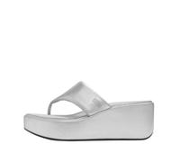 FitFlop Women's, PlatFForms Wedge Toe-Post Sandal, Silver, 10