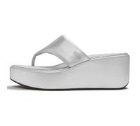 FitFlop Women's, PlatFForms Wedge Toe-Post Sandal, Silver, 5