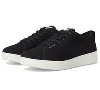 FitFlop Womens Rally Canvas Sneakers, Black/Cream, 6.5