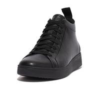 Fitflop Women's Rally High Top Leather Sneaker, All Black, 4 UK