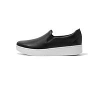Fitflop Women's Rally Leather Slip On Skate Sneakers, Black, 4 UK