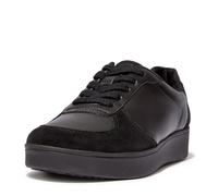Fitflop Women's Rally Leather/Suede Panel Sneakers, Black, 7 UK