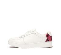 Fitflop Women's Rally Snakeprint-BACKTAB Leather Panel Sneakers Shoe, Urban White/Wild Raspberry, 8 UK