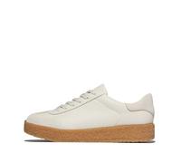 Fitflop Womens Rally T-Toe Leather/Suede Crepe Sneaker, Paris Beige, 7 UK
