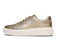 FitFlop Womens Rtg Metallic-Leather Sneakers, Platino, 11