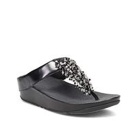 Fitflop Women's Rumba Beaded Toe-Post Sandals, Black, 7