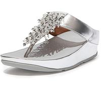 Fitflop Women's Rumba Beaded Toe-Post Sandals, Silver, 8