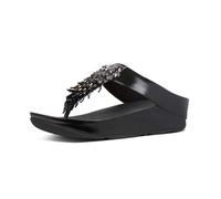 FitFlop Womens Rumba Ombre Toe Post Sandals All Black 6