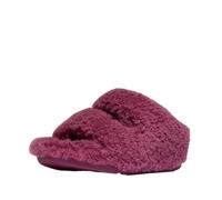FitFlop Women's Shuv Curly-Shearling Two-Bar Slides, Ruby, 9 UK