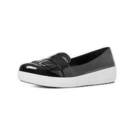 FitFlop Womens Sneakerloafer Fringey Patent Shoes, Black/White, US 5, Black/White, 3 UK