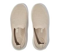 Fitflop Women's Super-Q Knit Slip-ONS Sneaker, Stone Beige/Platino, 6.5 UK