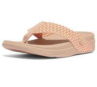 FitFlop Women's Surfa Multi-Tone Webbing Toe-Post Sandals Wedge, Latte Beige Mix, 7 UK